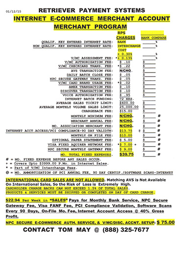 Internet Merchant Account cost comparison